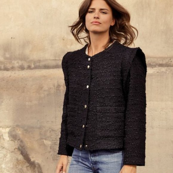 Rosaé Paris ~ Le Jardinet wool jacket, Upcycled Black Tweed, size 38, pre-owned!